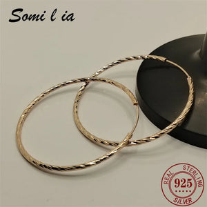 Somilia 925 Silver Round Earrings Large Circle Hoop