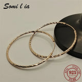 Somilia 925 Silver Round Earrings Large Circle Hoop