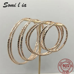 925 Silver Large Circle Rose Hoop Earrings for Women