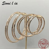925 Silver Large Circle Rose Hoop Earrings for Women