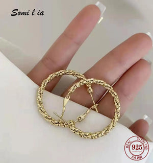 S925 Sterling Silver 18K 30mm Hoop Earring Collection