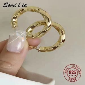 Somilia Women Earrings Gypsophila 18K Yellow Hoop Earrings