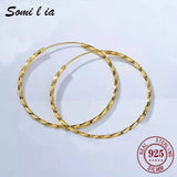Somilia Women Earrings Gypsophila 24K Yellow 30-60mm Hoop Earrings