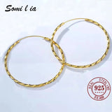 Somilia Women Earrings Gypsophila 24K Yellow 30-60mm Hoop Earrings