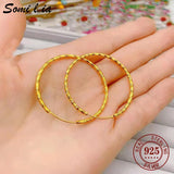 Somilia Women Earrings Gypsophila 24K Yellow 30-60mm Hoop Earrings