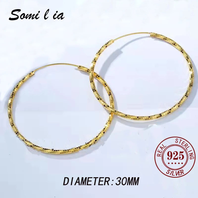 Somilia Rose Hoop Earrings S925 Sterling Silver Women Jewelry 1.8MM 30-60MM