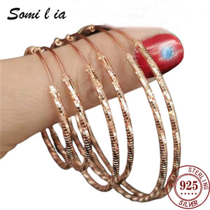 Somilia Rose Hoop Earrings S925 Sterling Silver Women Jewelry 1.8MM 30-60MM