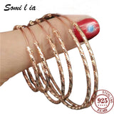 Somilia Rose Hoop Earrings S925 Sterling Silver Women Jewelry 1.8MM 30-60MM
