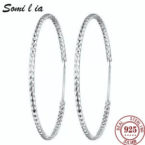 Somilia - Women's Hoop Earrings, 925 Sterling Silver 24K Golden Jewelry