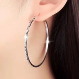 Somilia Platinum 50mm Hoop Earrings S925 Sterling Silver Jewelry