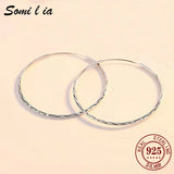 Somilia Platinum 50mm Hoop Earrings S925 Sterling Silver Jewelry
