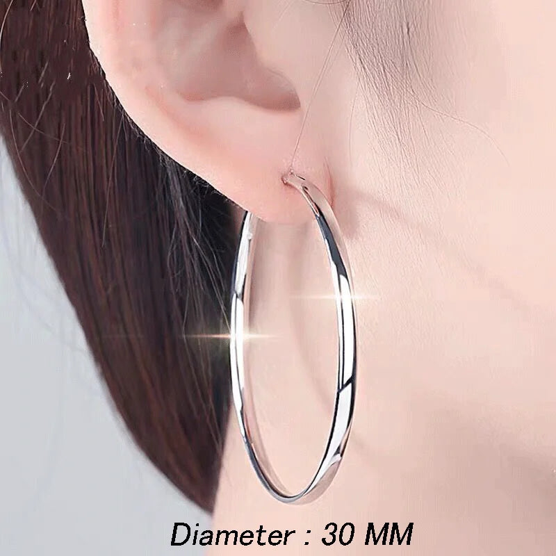 Somilia Women's Hoop Earrings 24k Gold Plated 925 Sterling Silver 3.0mm