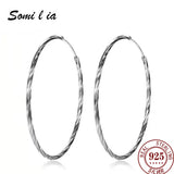 Somilia Platinum Plated Women's Hoop Earrings in Sterling Silver