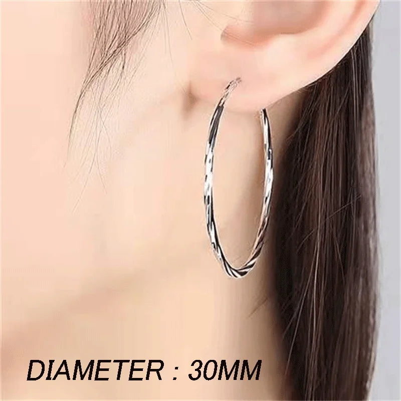 Somilia Platinum Plated Women's Hoop Earrings in Sterling Silver