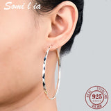 Somilia - Women's Round Earrings, 925 Silver Hoops, Luminous Color