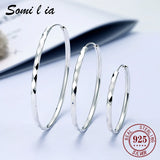 Somilia - Women's Round Earrings, 925 Silver Hoops, Luminous Color