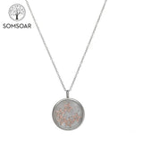 Stainless Steel Locket Necklace Tree of Life Charm with Crystal Glass Pendant