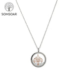 Stainless Steel Locket Necklace Tree of Life Charm with Crystal Glass Pendant