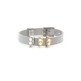 Flower Slide Charm Bracelet Stainless Steel Mesh Bangle