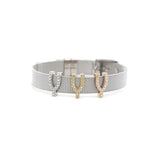Flower Slide Charm Bracelet Stainless Steel Mesh Bangle