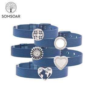 Stainless Steel Mesh Bracelet Bangles with Charms