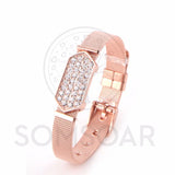 Mesh Bracelet Set with Crystal Story Slide Charm for Women/Man