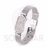 Mesh Bracelet Set with Crystal Story Slide Charm for Women/Man