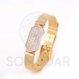 Mesh Bracelet Set with Crystal Story Slide Charm for Women/Man