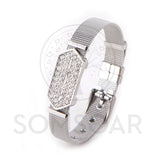 Mesh Bracelet Set with Crystal Story Slide Charm for Women/Man