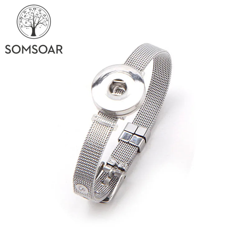 Snap Button Slide Charms Bracelet Set for Women