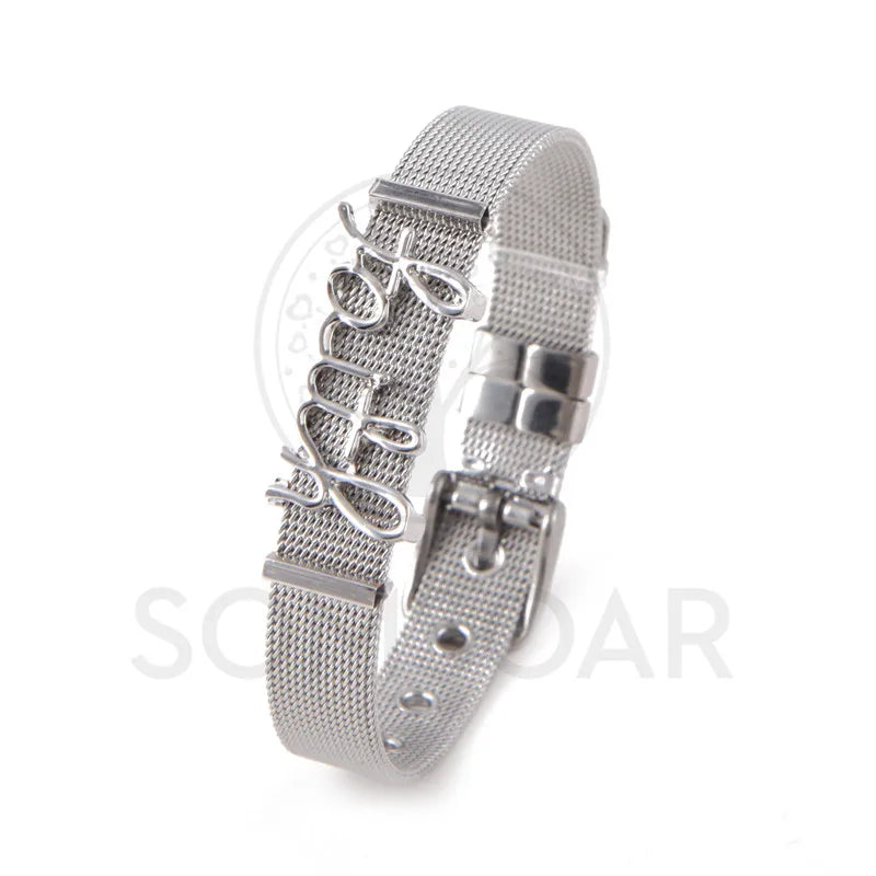 Faith Stainless Steel Mesh Bracelet & Bangle Set with DIY Charms