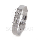 Faith Stainless Steel Mesh Bracelet & Bangle Set with DIY Charms