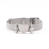 Somsoar Engravable Geo Bar Charm Bracelet with Crystal DIY Charms