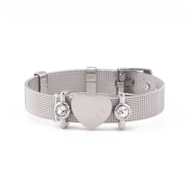 Somsoar Engravable Geo Bar Charm Bracelet with Crystal DIY Charms