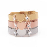 Somsoar Engravable Geo Bar Charm Bracelet with Crystal DIY Charms