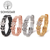Love Flower Mesh Bracelet & Bangle Set with Charms