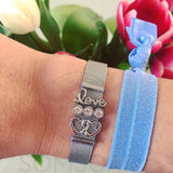 Mom Gift: Love Crystal Heart Charms Bracelet & Bangle Set