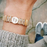 Mom Story Bracelet Set with M Letter and Babyfeet Charms