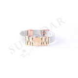 Mom Story Bracelet Set with M Letter and Babyfeet Charms