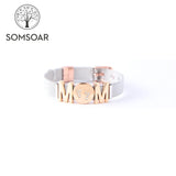 Mom Story Bracelet Set with M Letter and Babyfeet Charms
