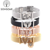 Stainless Steel Slide Charms Bracelet Set with Stops
