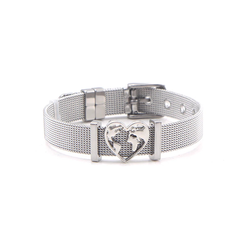 Stainless Steel Slide Charms Bracelet Set with Stops