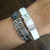 Blessed Mom Stainless Steel Mesh Charm Bracelet Set