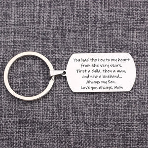 Son In Law Gift Stainless Steel Keychain Keyring Jewelry Accessories for So...