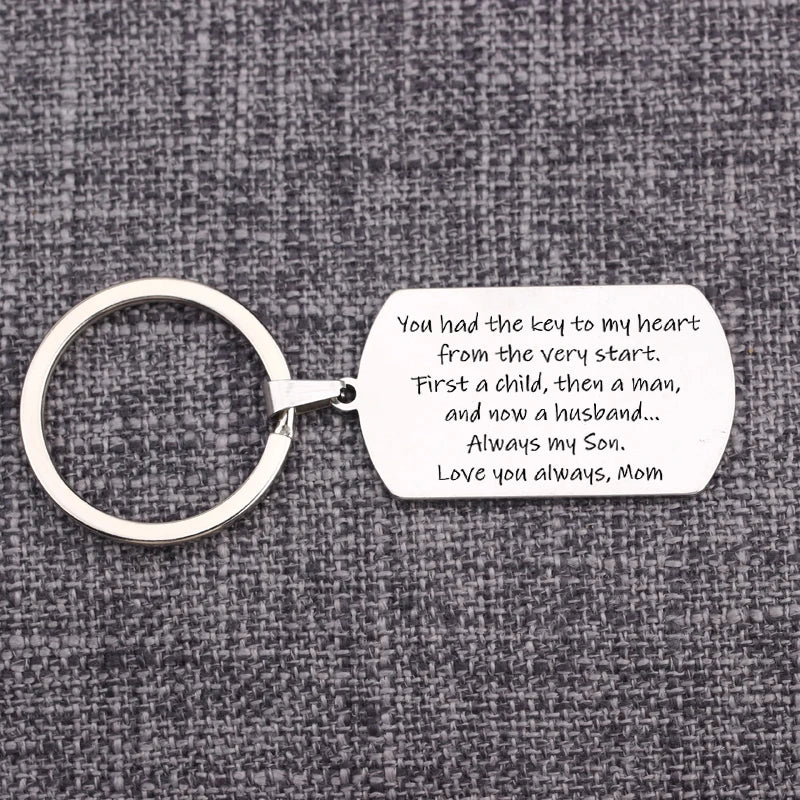 Son In Law Gift Stainless Steel Keychain Keyring Jewelry Accessories for So...