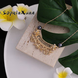 Personalized Name Letter Necklace Plumeria Flower Pendant for Women