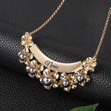 SophiaXuan Plated Necklaces Plumeria Inlaid Pearl Pendant Necklace For Women