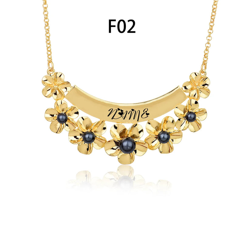 SophiaXuan Plated Necklaces Plumeria Inlaid Pearl Pendant Necklace For Women