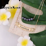 SophiaXuan Hawaiian Personalized Necklace Name Letter Double Chain Pendants