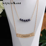 SophiaXuan Hawaiian Personalized Necklace Name Letter Double Chain Pendants